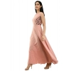 Dropship Women's Crepe Solid Sleeveless Full Length Gown(Light Peach)