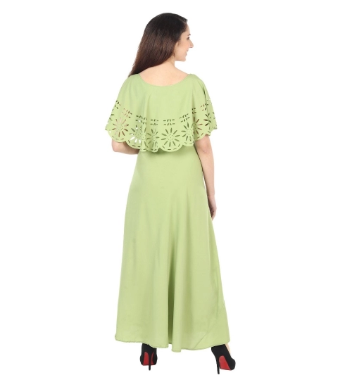 Women's Crepe Solid Sleeveless Full Length Gown(Light Green)