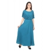 Dropship Women's Crepe Solid Sleeveless Full Length Gown(Light Blue)
