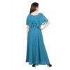 Dropship Women's Crepe Solid Sleeveless Full Length Gown(Light Blue)