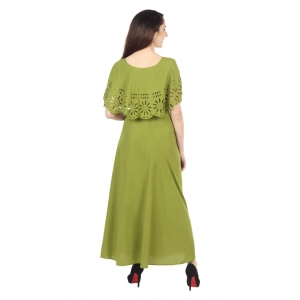 Generic Women's Crepe Solid Sleeveless Full Length Gown(Green)