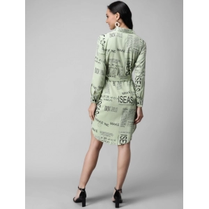 Generic Women's Crepe Paper Print Full Sleeve Short Tops(Lime Green)