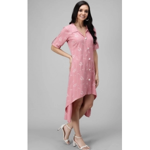 Generic Women's Rayon Printed Half Sleeve Short Tops(Pink)