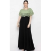 Dropship Women's Crepe Solid Sleeveless Full Length Gown(Green Black)