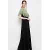 Dropship Women's Crepe Solid Sleeveless Full Length Gown(Green Black)