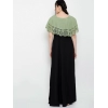 Dropship Women's Crepe Solid Sleeveless Full Length Gown(Green Black)