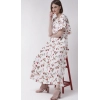 Dropship Women's Crepe Floral Half Sleeves Full Length Gown(White)