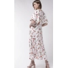 Dropship Women's Crepe Floral Half Sleeves Full Length Gown(White)