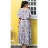 Dropship Women's Crepe Floral Half Sleeves Full Length Gown(Light Grey)