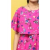 Dropship Women's Crepe Floral Half Sleeves Full Length Gown(Pink)