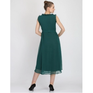 Generic Women's Georgette Solid Sleeveless Full Length Gown(Green)