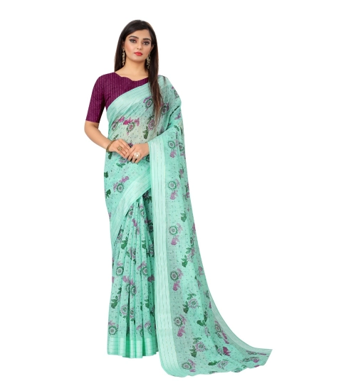 Women's Cotton Saree (Cgreen,5-6Mtrs)