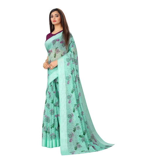 Women's Cotton Saree (Cgreen,5-6Mtrs)