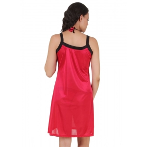 Women's Satin Short Nighty with Sleeve Less(Color: Wine and Black, Neck Type: Square Neck)