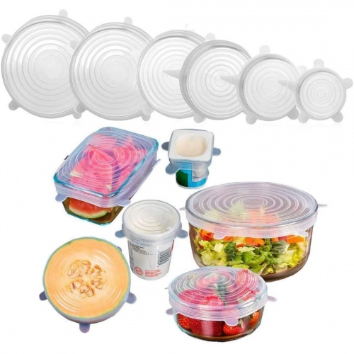 Generic Pack Of_2 Silicone Stretch Lids Multi Size Reusable Silicone Lids Food And Bowl Covers(6 Pcs Set) (Color: Assorted)