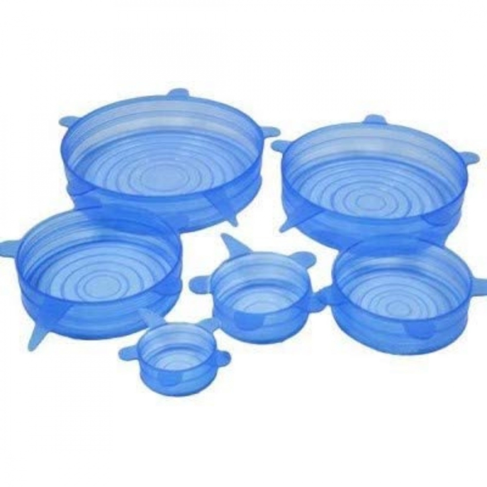 Generic Pack Of_2 Silicone Stretch Lids Multi Size Reusable Silicone Lids Food And Bowl Covers(6 Pcs Set) (Color: Assorted)