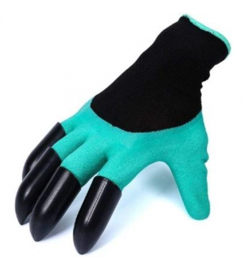 Pack Of_2 Heavy Duty Garden Farming Gloves Washable With Right Hand Fingertips Claws (Color: Assorted)