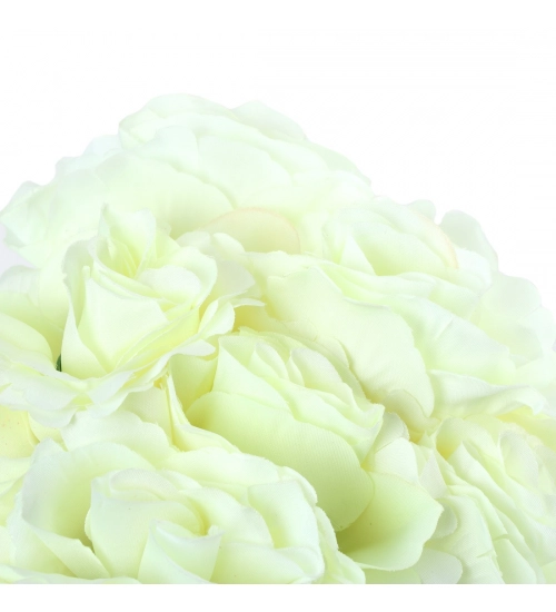 Silk Polyester Artificial Rose Flowers Bunch Bouquet Of 12 Roses For Home Decoration (Color: White,Length: 17 Inches)