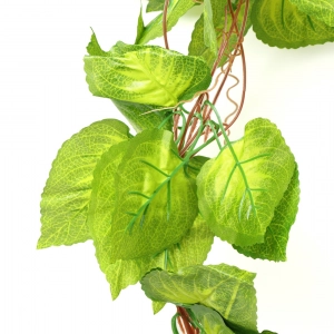 Generic Pack Of 5 Silk Polyester Artificial Money Plant Leaf Vine Hanging Garland Foliage Flowers Leaf Plants For Wall Decoration (Color: Green,Length: 15 Feet)