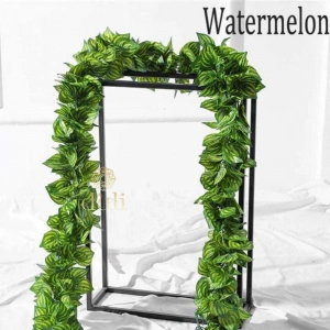 Generic Pack Of 2 Silk Polyester Artificial Watermelon Leaf Vine Hanging Garland Foliage Flowers Leaf Plants For Wall Decoration (Color: Green,Length: 6.5 Feet)