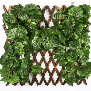 Generic Pack Of 5 Silk Polyester Artificial Grape Leaf Vine Hanging Garland Foliage Flowers Leaf Plants For Wall Decoration (Color: Green,Length: 15 Feet)