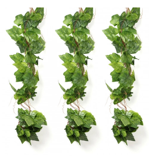 Pack Of 5 Silk Polyester Artificial Grape Leaf Vine Hanging Garland Foliage Flowers Leaf Plants For Wall Decoration (Color: Green,Length: 15 Feet)