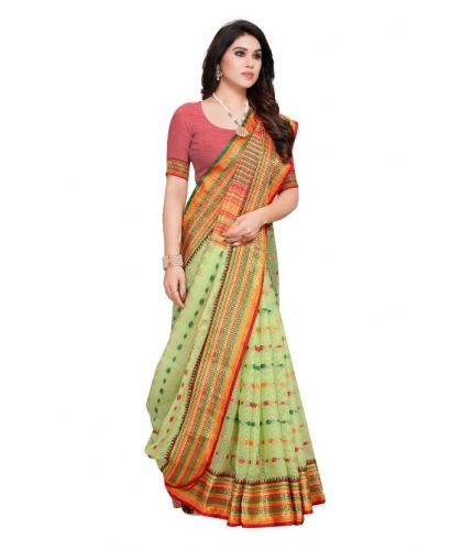 Women's Kota Doria Cotton Woven Butta Saree With Blouse (Light Green, 5-6 Mtrs) Women's Kota Doria Cotton Woven Butta Saree With Blouse (Light Green, 5-6 Mtrs)
