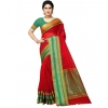 Women's Kota Doria Cotton Border Saree With Blouse (Red, 5-6 Mtrs)