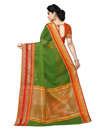 Women's Kota Doria Cotton Border Saree With Blouse (Green, 5-6 Mtrs) Women's Kota Doria Cotton Border Saree With Blouse (Green, 5-6 Mtrs)
