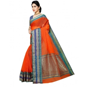Generic Women's Kota Doria Cotton Border Saree With Blouse (Fanta, 5-6 Mtrs)