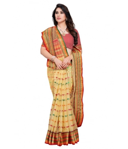 Women's Kota Doria Cotton Woven Butta Saree With Blouse (Beige, 5-6 Mtrs) Women's Kota Doria Cotton Woven Butta Saree With Blouse (Beige, 5-6 Mtrs)
