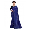 Women's Vichitra Silk HotFix Stone Work Saree With Blouse (Blue, 5-6 Mtrs)