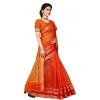 Women's Kota Doria Cotton Border Saree With Blouse (Orange, 5-6 Mtrs) Women's Kota Doria Cotton Border Saree With Blouse (Orange, 5-6 Mtrs)