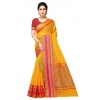 Women's Kota Doria Cotton Border Saree With Blouse (Gold, 5-6 Mtrs)