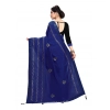 Women's Vichitra Silk HotFix Stone Work Saree With Blouse (Blue, 5-6 Mtrs)