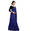 Women's Vichitra Silk HotFix Stone Work Saree With Blouse (Blue, 5-6 Mtrs)