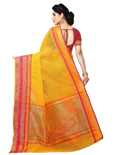 Women's Kota Doria Cotton Border Saree With Blouse (Gold, 5-6 Mtrs) Women's Kota Doria Cotton Border Saree With Blouse (Gold, 5-6 Mtrs)