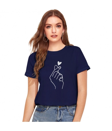 Women's Cotton Western Wear T-Shirt (Blue)