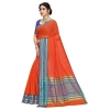 Women's Kota Doria Cotton Bordered Saree With Blouse (Fanta, 5-6 Mtrs)