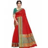 Women's Kota Doria Cotton Bordered Saree With Blouse (Red, 5-6 Mtrs) Women's Kota Doria Cotton Bordered Saree With Blouse (Red, 5-6 Mtrs)
