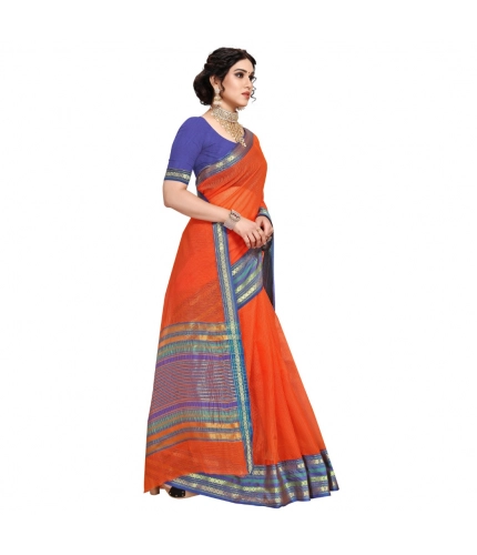 Women's Kota Doria Cotton Bordered Saree With Blouse (Fanta, 5-6 Mtrs) Women's Kota Doria Cotton Bordered Saree With Blouse (Fanta, 5-6 Mtrs)
