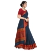 Women's Kota Doria Cotton Bordered Saree With Blouse (Navy Blue, 5-6 Mtrs) Women's Kota Doria Cotton Bordered Saree With Blouse (Navy Blue, 5-6 Mtrs)