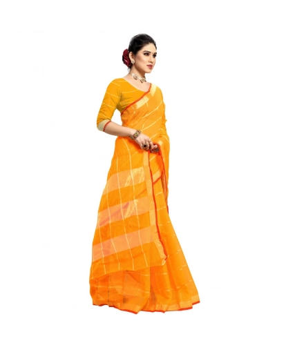Women's Kota Doria Cotton Checked Saree With Blouse (Yellow, 5-6 Mtrs) Women's Kota Doria Cotton Checked Saree With Blouse (Yellow, 5-6 Mtrs)
