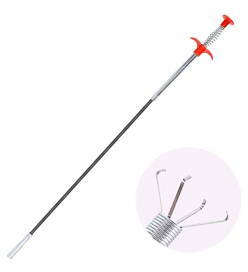 Metal Wire Brush Hand Kitchen Sink Cleaning Hook Sewer Dredging Device Spring Pipe Hair Dredging Tool (Color: Assorted)