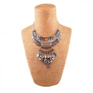 Generic Designer Oxidised German Silver Tribal Necklace Pandeant Antique Necklace (Color: Silver)