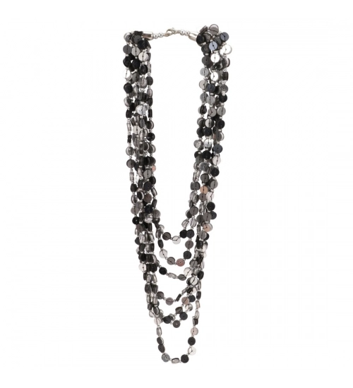 Jewellery Stylish Silver Black Beads Necklace (Color: Grey)