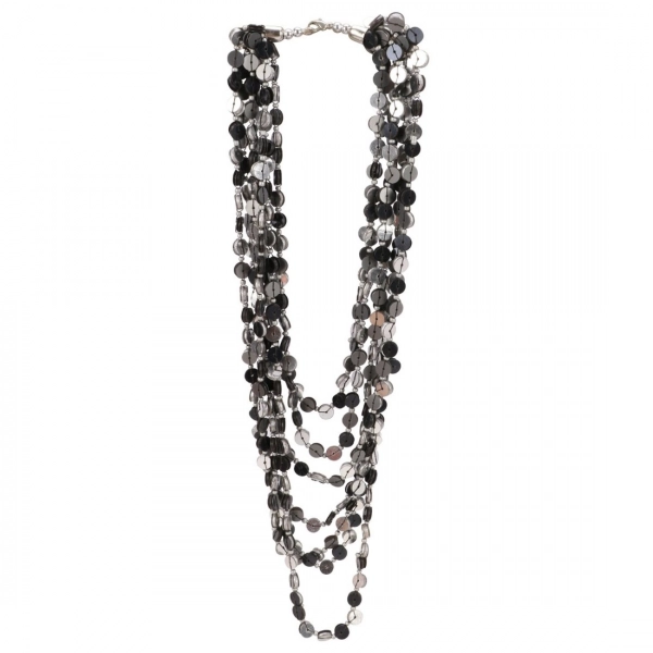 Dropship Jewellery Stylish Silver Black Beads Necklace (Color: Grey)