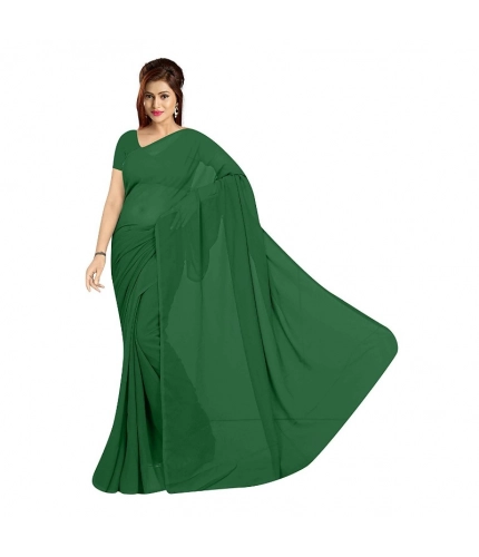 Women's Georgette Plain Saree With Blouse (Dark Green, 5-6 Mtrs) Women's Georgette Plain Saree With Blouse (Dark Green, 5-6 Mtrs)