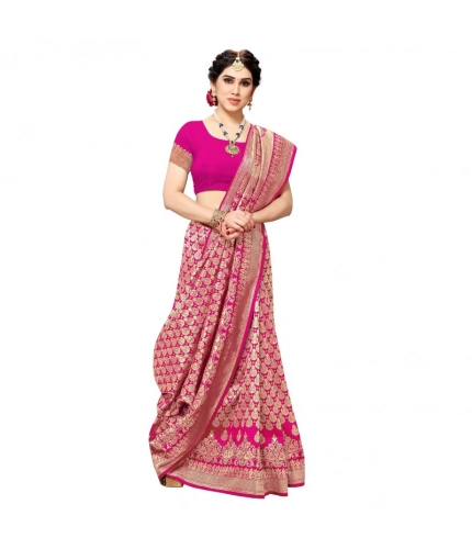 Women's Jacquard Silk Kanjivaram Jacquard Silk Saree With Blouse (Pink, 5-6 Mtrs) Women's Jacquard Silk Kanjivaram Jacquard Silk Saree With Blouse (Pink, 5-6 Mtrs)