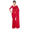Women's Georgette Plain Saree With Blouse (Red, 5-6 Mtrs) Women's Georgette Plain Saree With Blouse (Red, 5-6 Mtrs)